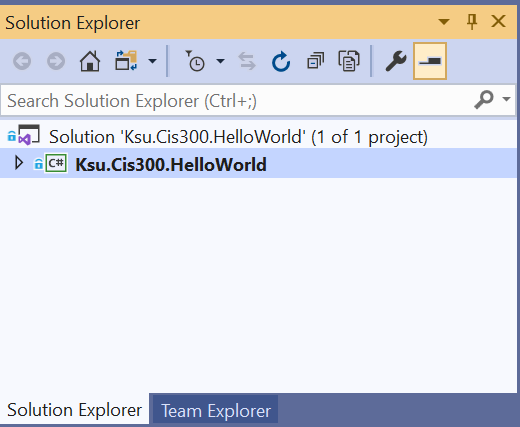 A picture of a Solution Explorer should appearhere