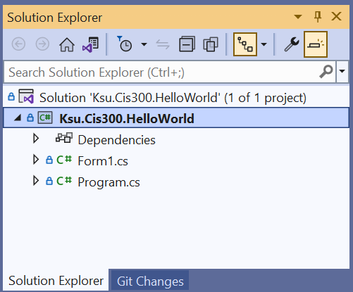 A picture of a Solution Explorer should appear here
